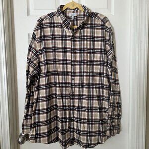 Croft & Barrow Men's Brown Plaid Flannel Shirt Size XXL